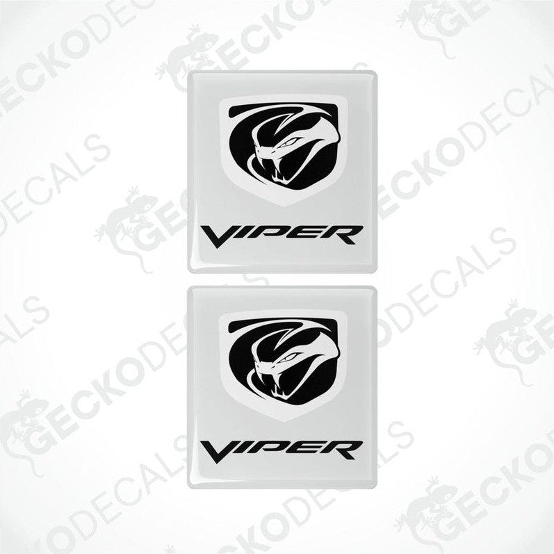 Two white vinyl stickers with the word 'VIPER' printed on them, arranged one on top of the other.