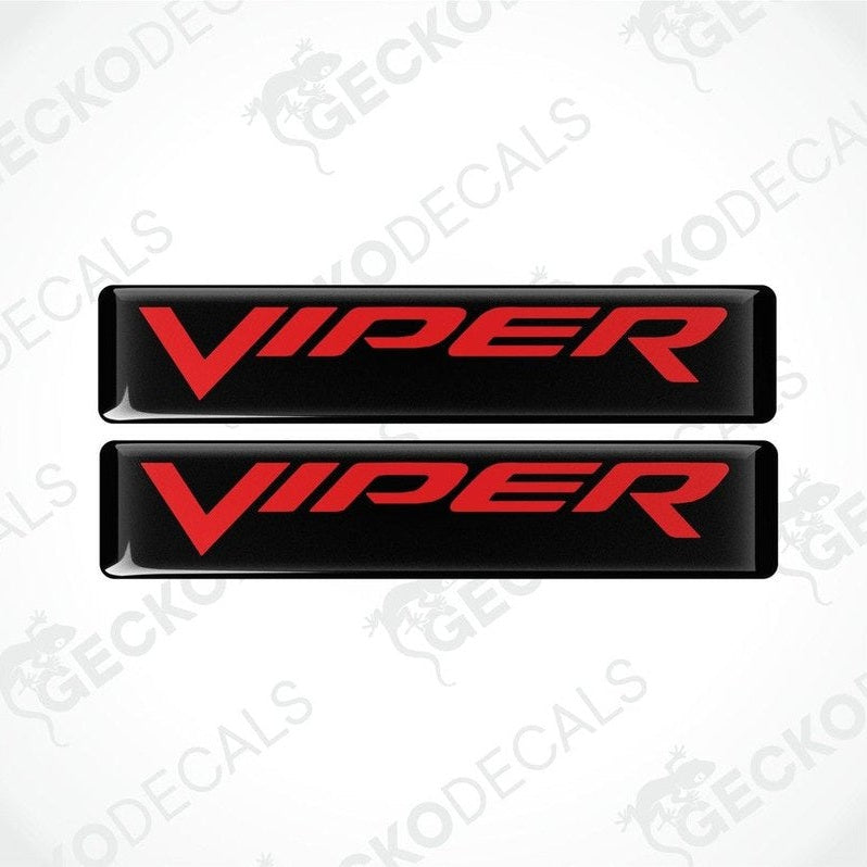 Two black and red vinyl decals with the text 'VIPER' on them, presented against a white background.