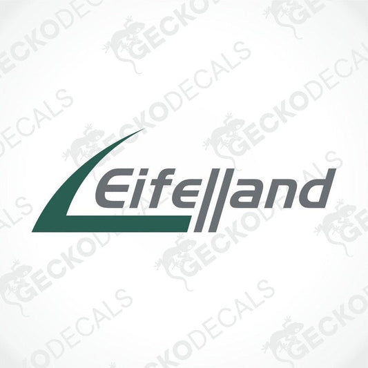 A die cut sticker with the text 'Eifelland' on a white background, intended for use on vehicles or other surfaces.