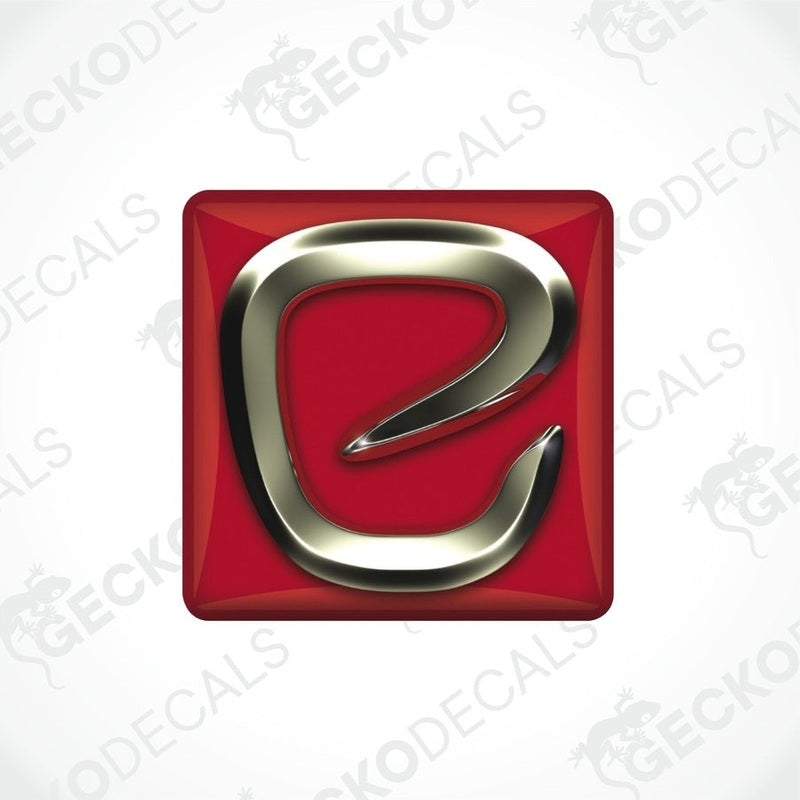 A red and silver emblem or sticker, likely for use on a vehicle such as a caravan.
