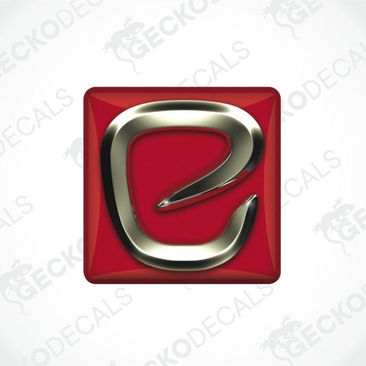 A red and silver emblem or sticker, likely for use on a vehicle such as a caravan.