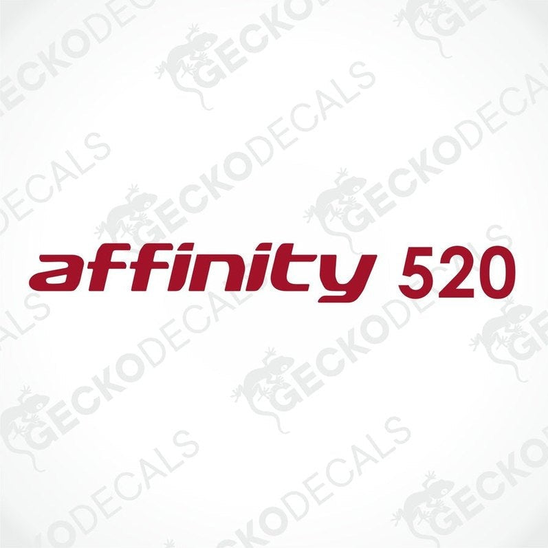 Red ELDDIS Affinity 520 caravan die-cut sticker with bold sans-serif font