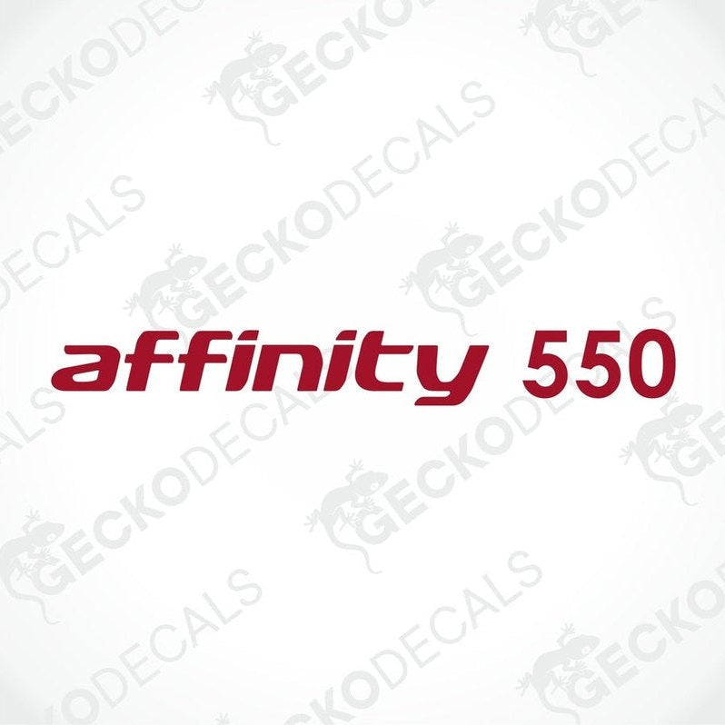 Red ELDDIS Affinity 550 caravan die-cut decal on transfer paper