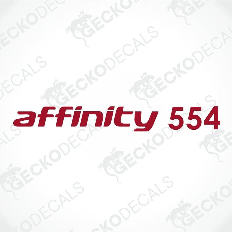 Red ELDDIS Affinity 554 caravan die-cut sticker on transfer paper
