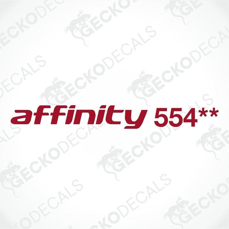 Red ELDDIS Affinity 554** caravan model die-cut decal with asterisks