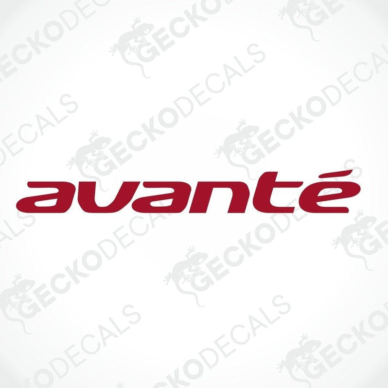 A red sticker with the word 'avante' on it, bearing the brand GeckoDecals.