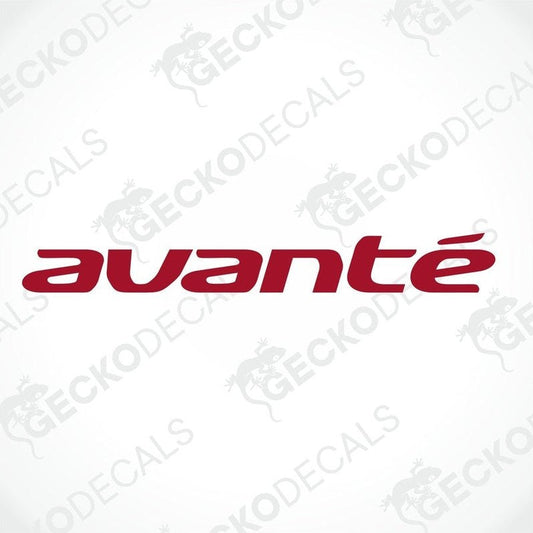 A red sticker with the word 'avante' on it, bearing the brand GeckoDecals.