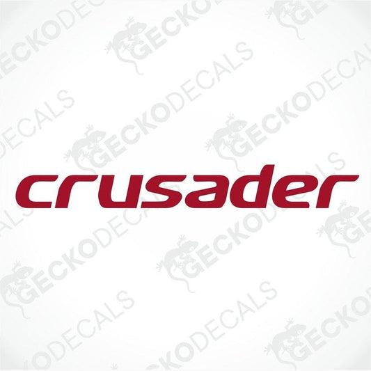 Red Crusader die-cut sticker for ELDDIS caravan exterior and interior use