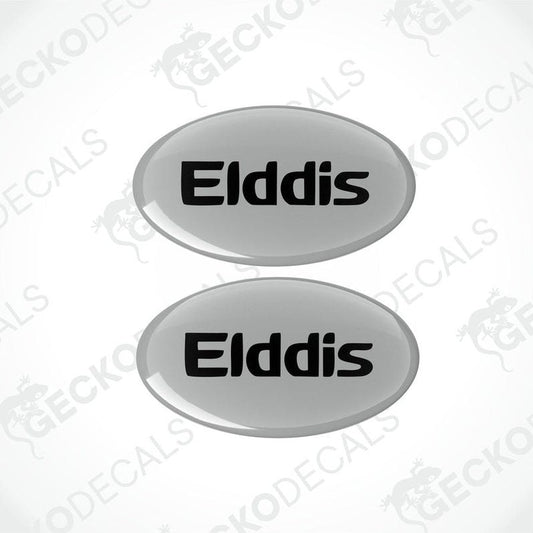 Set of two Elddis epoxy resin caravan decals with domed finish