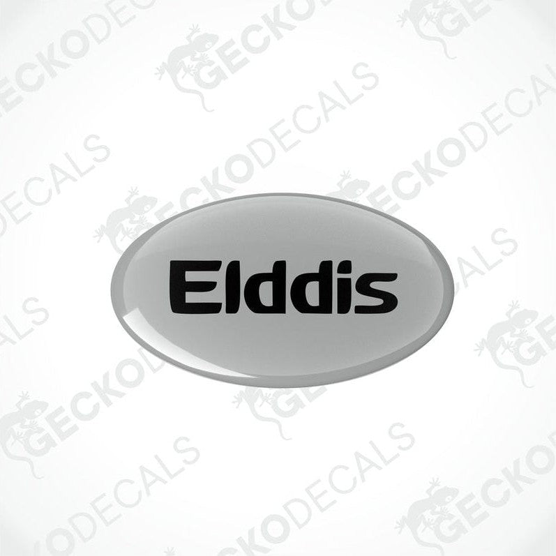 Single domed Elddis epoxy vinyl decal for caravan with glossy finish