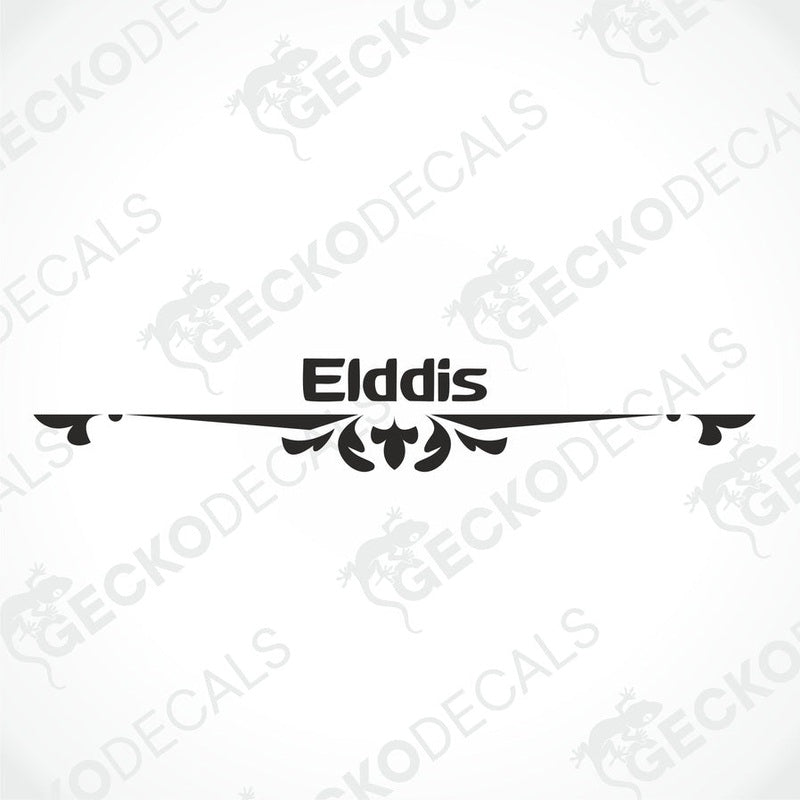 A white caravan rear with a red and white 'Elddis' logo decal.