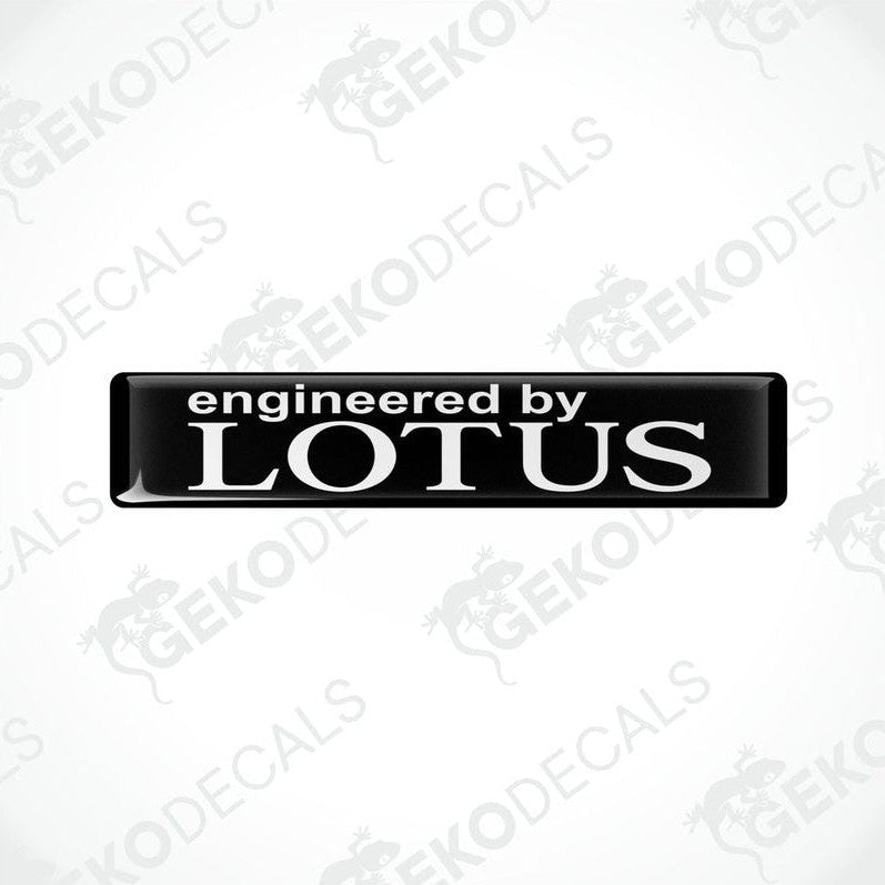 Black vinyl stickers with the text 'ENGINEERED BY LOTUS' in white.