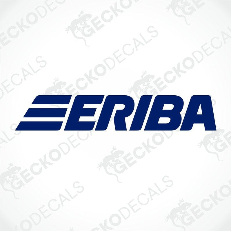 A blue and white die cut sticker with the ERIBA brand logo.