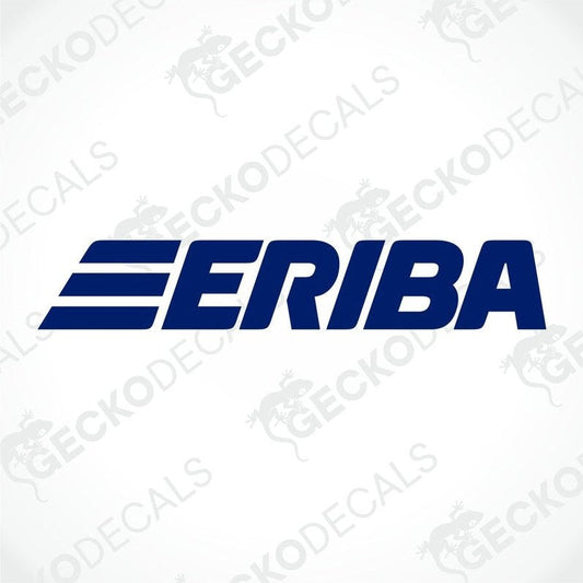 A blue and white die cut sticker with the ERIBA brand logo.