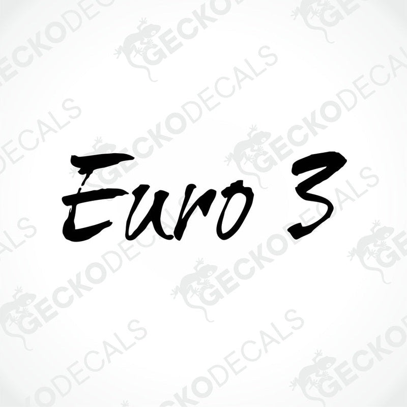Black Euro 3 die-cut vinyl decal with brush-stroke font