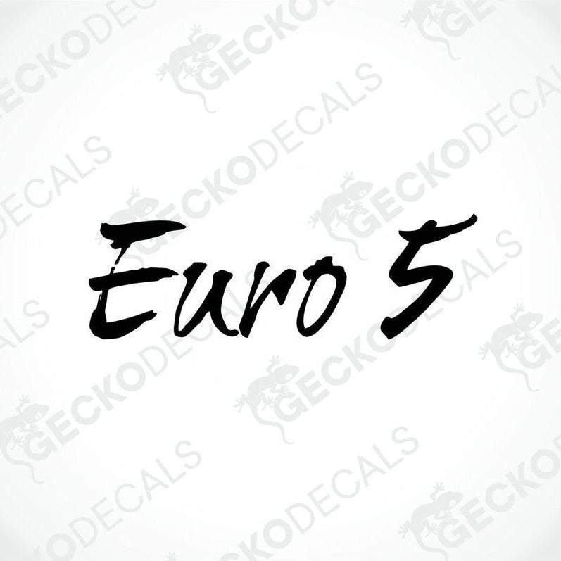 Black Euro 5 die-cut vinyl decal with bold brush-stroke lettering