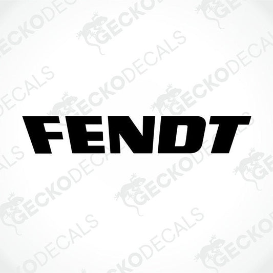 A black decal with the text 'FENDT' in capital letters, delivered on a white background with a Gecko Decals logo at the bottom.
