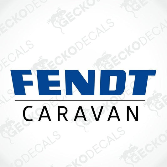Fendt Caravan die-cut decal sticker in blue and black for caravan exterior or interior