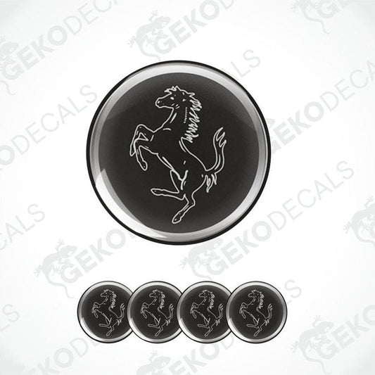Ferrari logo and four smaller versions on a white background with 'Gekodecals' branding.