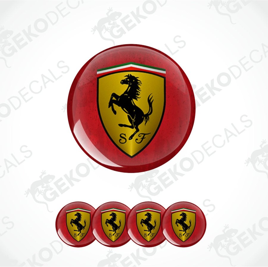 Ferrari logo decal set on a white background