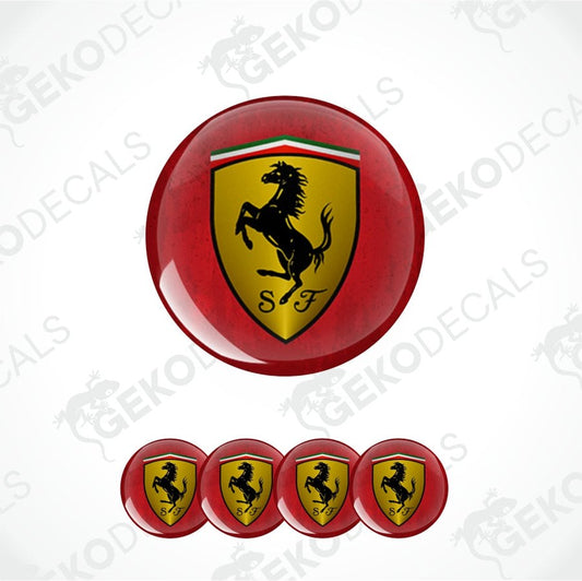 Ferrari logo decal set on a white background