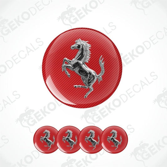 Ferrari logo decal on a red background with 'Gekodecals' watermark.