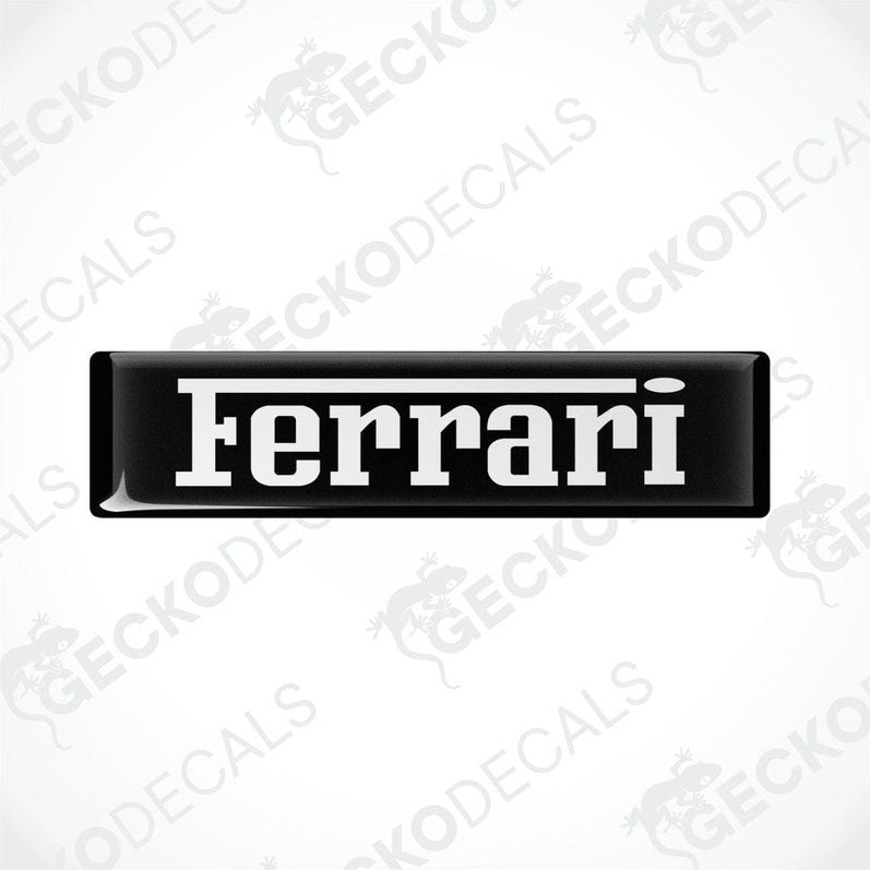 Black vinyl stickers with the FERRARI logo in white text.