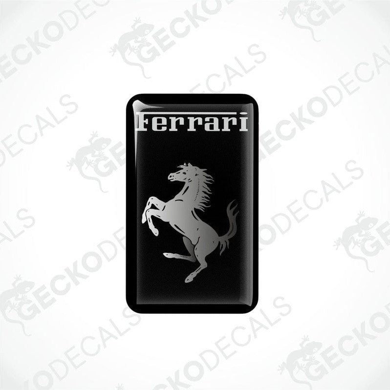 Black vinyl stickers with the Ferrari logo, designed for use as car decals.