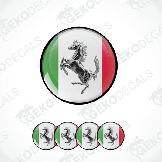 Ferrari logo with Italian flag design on a white background