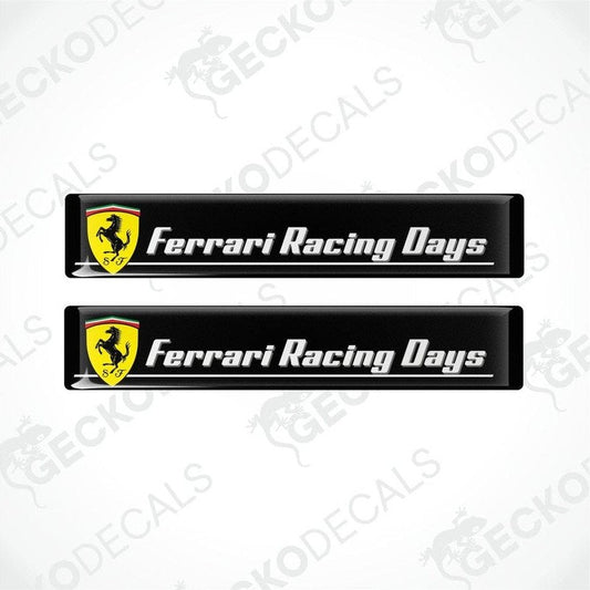 Two black vinyl stickers with the text 'Ferrari Racing Rays' and the Ferrari logo in the center.