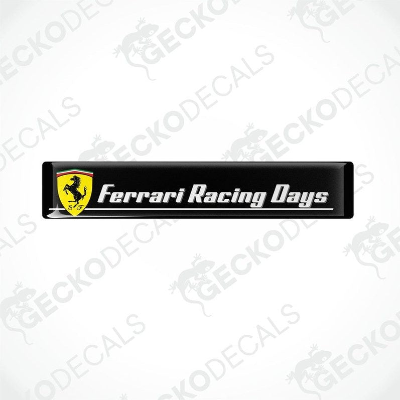 Black vinyl stickers with the text 'Ferrari Racing Rays' and the Ferrari logo in the center.