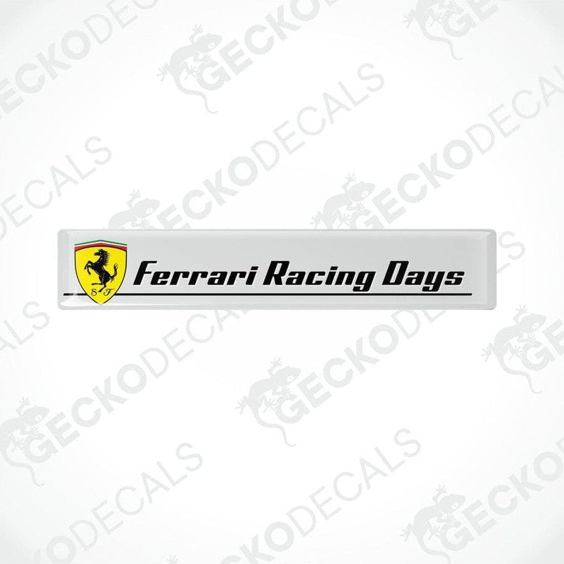White vinyl stickers with the text 'Ferrari Racing Rays' and the Ferrari logo in the center.