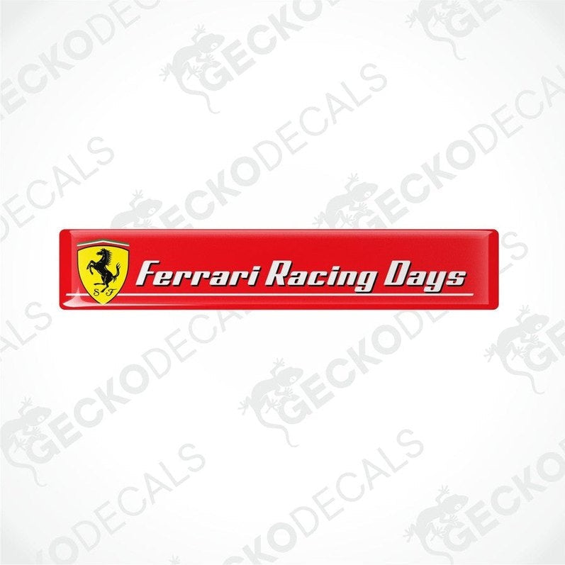 Red vinyl stickers with the text 'Ferrari Racing Rays' and the Ferrari logo in the center.