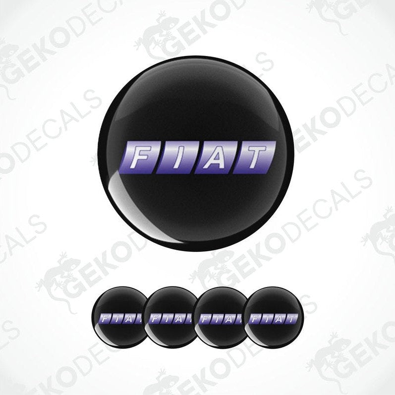 Fiat wheel cap vinyl decals with polyurethane coating in purple silver gradient