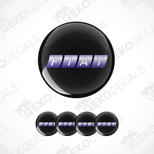 Fiat wheel cap vinyl decals with polyurethane coating in purple silver gradient