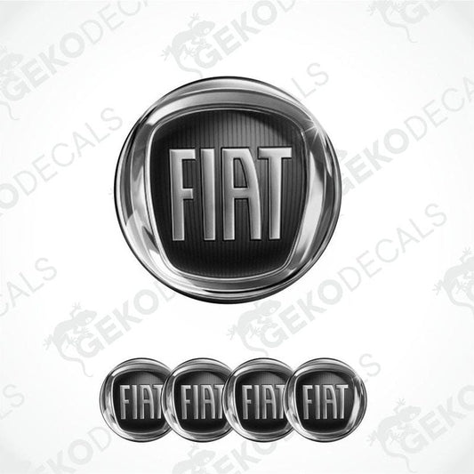 Fiat logo and name printed on metallic surface with 'Gekodecals' branding.