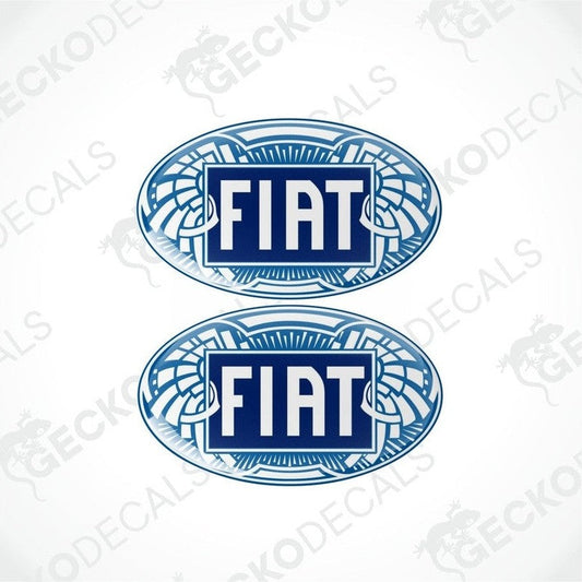 Two oval blue and white Fiat stickers.