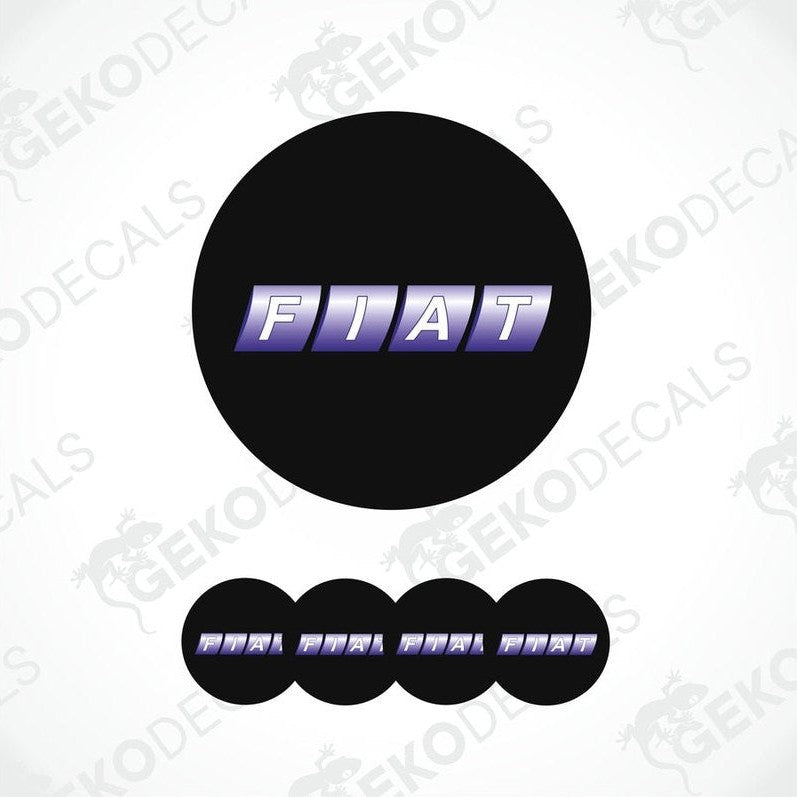 Set of four glossy Fiat car wheel decal stickers with durable epoxy finish