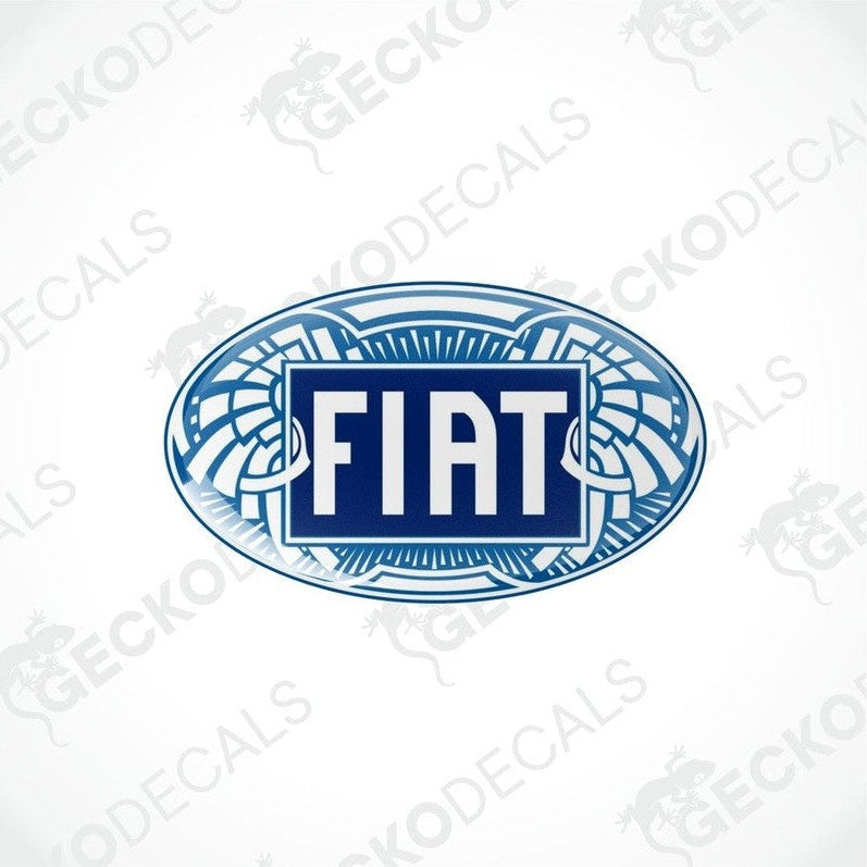  Oval blue and white Fiat stickers