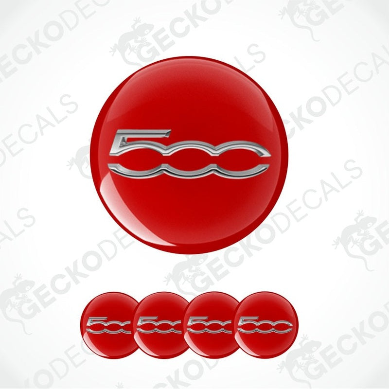 Red Fiat 500 logo decal set on a white background