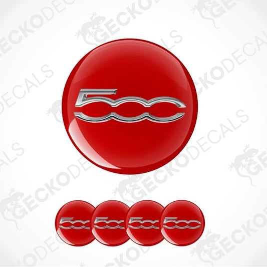 Red Fiat 500 logo decal set on a white background