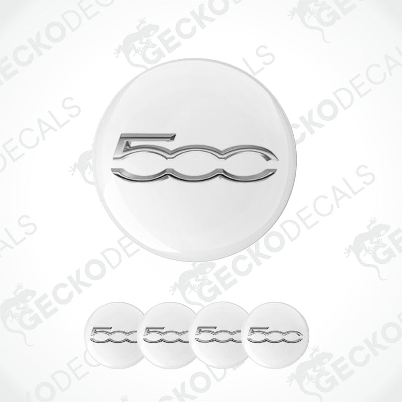 Set of Fiat 500 logo stickers on a white background