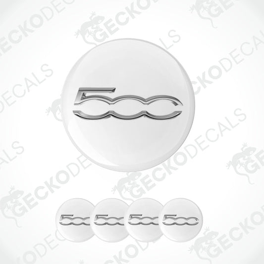 Set of Fiat 500 logo stickers on a white background