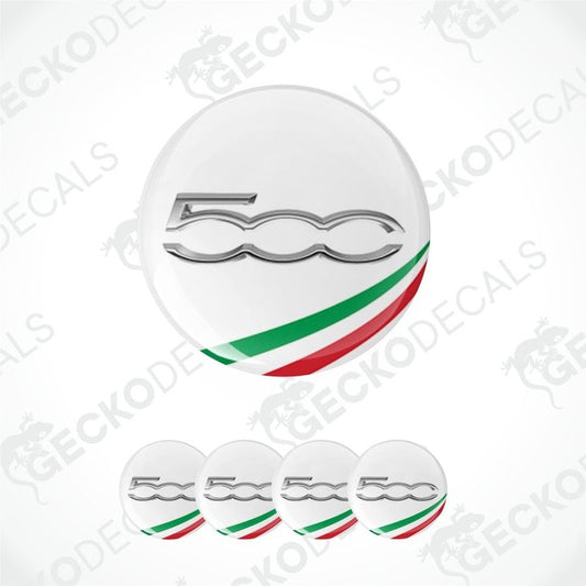Fiat 500 logo with Italian flag design on a white background