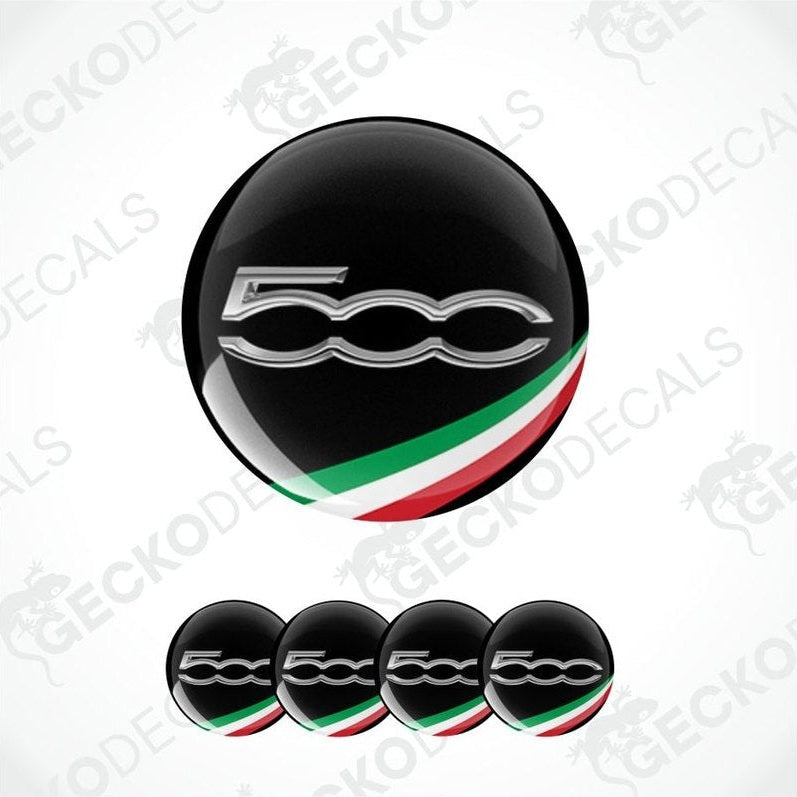 Fiat 500 logo with Italian flag design on a white background
