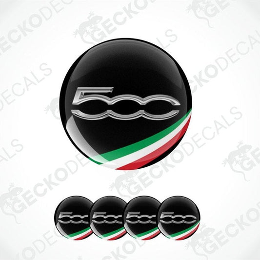 Fiat 500 logo with Italian flag design on a white background