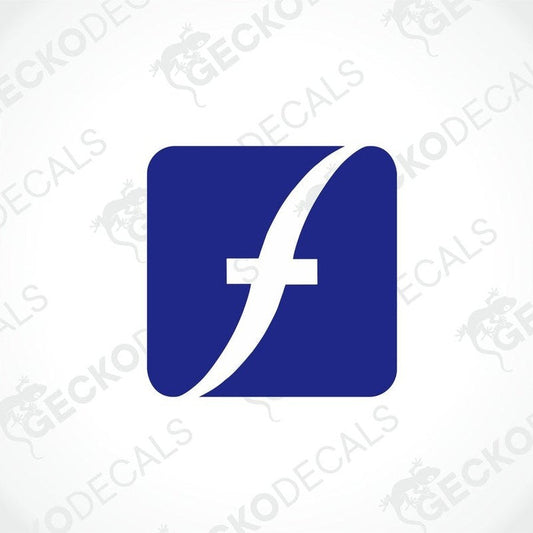 A die cut sticker with a blue background and a white abstract design, delivered on transfer paper.