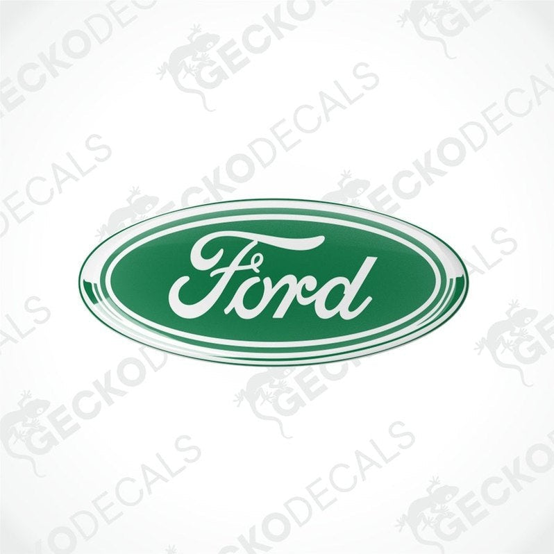 Green oval-shaped vinyl decals with the 'Ford' brand logo in white lettering.