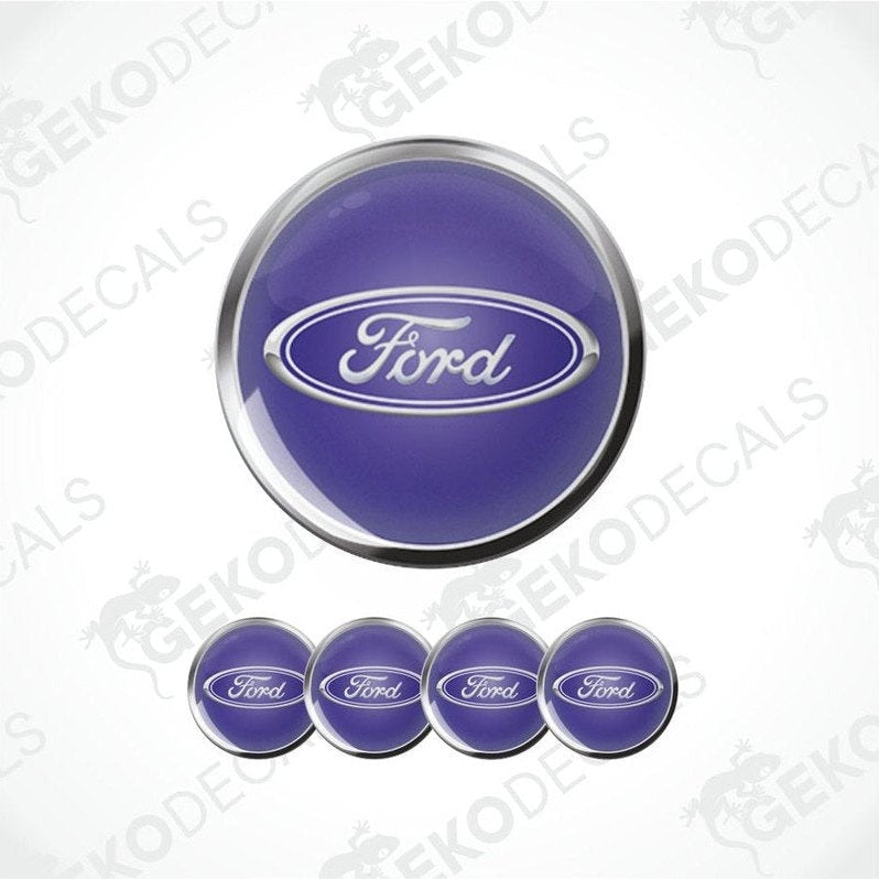 Ford logo car emblem set on a blue background