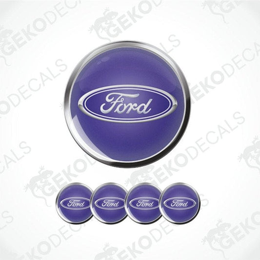 Ford logo car emblem set on a blue background